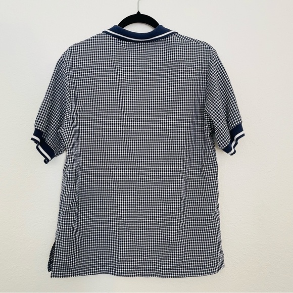 DonnKenny Classics woman gingham navy top size 10 medium button-down vintage - Picture 8 of 8